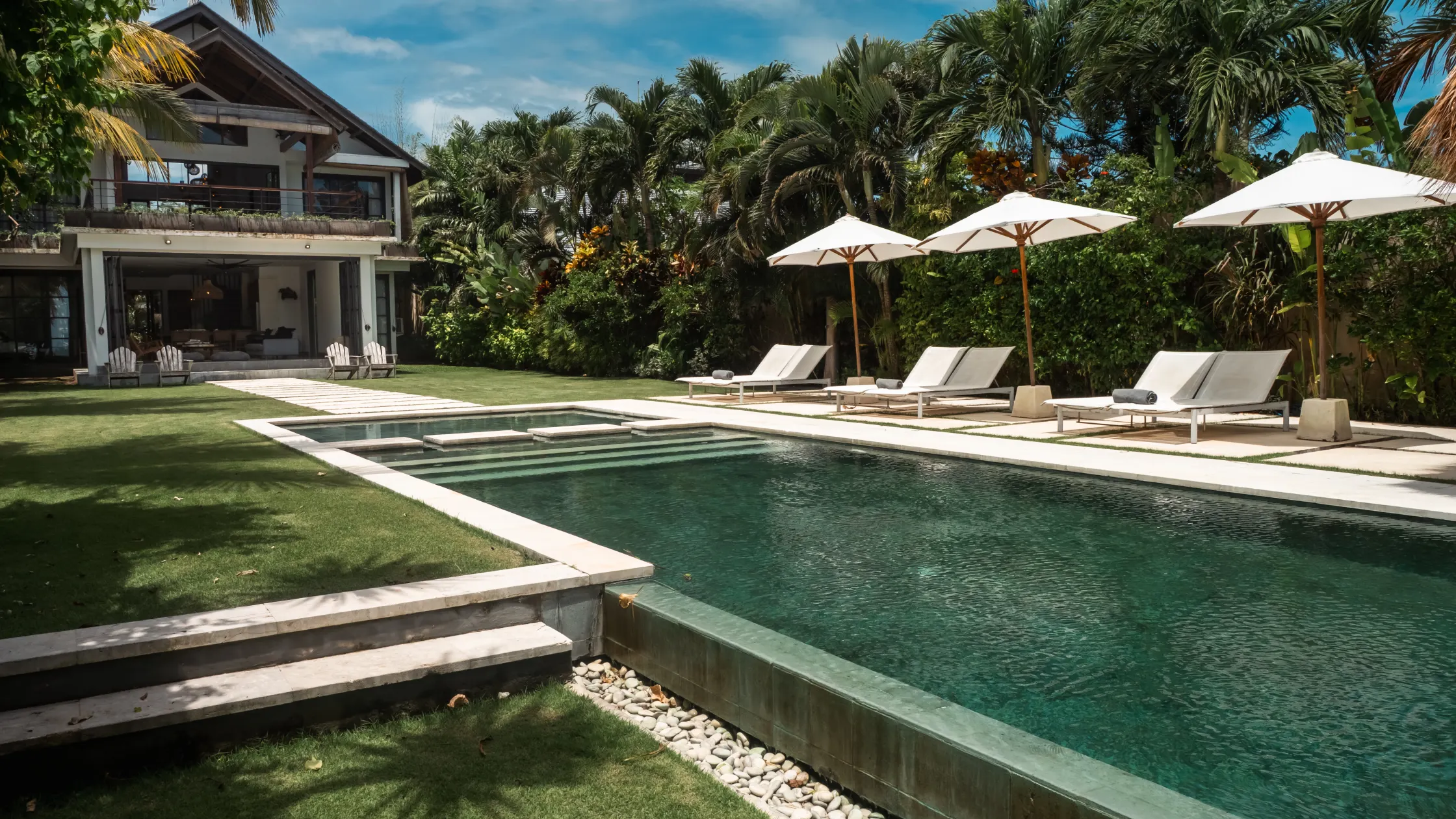 Villa Lux Bali and its private pool in the tropical garden