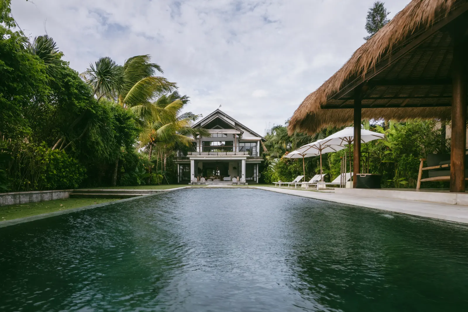 The 20-metre private pool looking back toward Villa Lux Bali