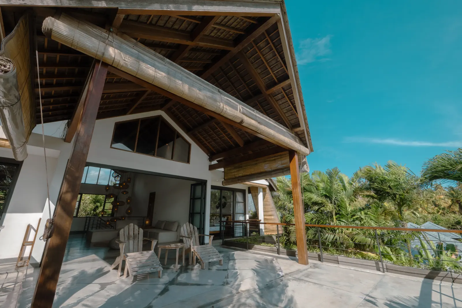 Open-air pavilion overlooking the tropical grounds at Villa Lux Bali
