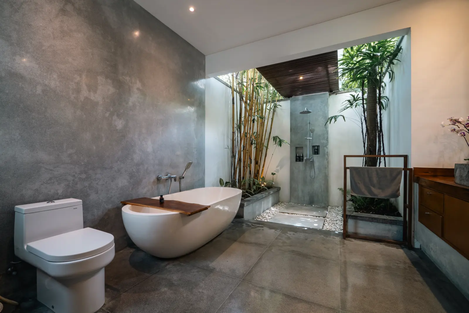 Open-air ensuite bathroom at Villa Lux Bali