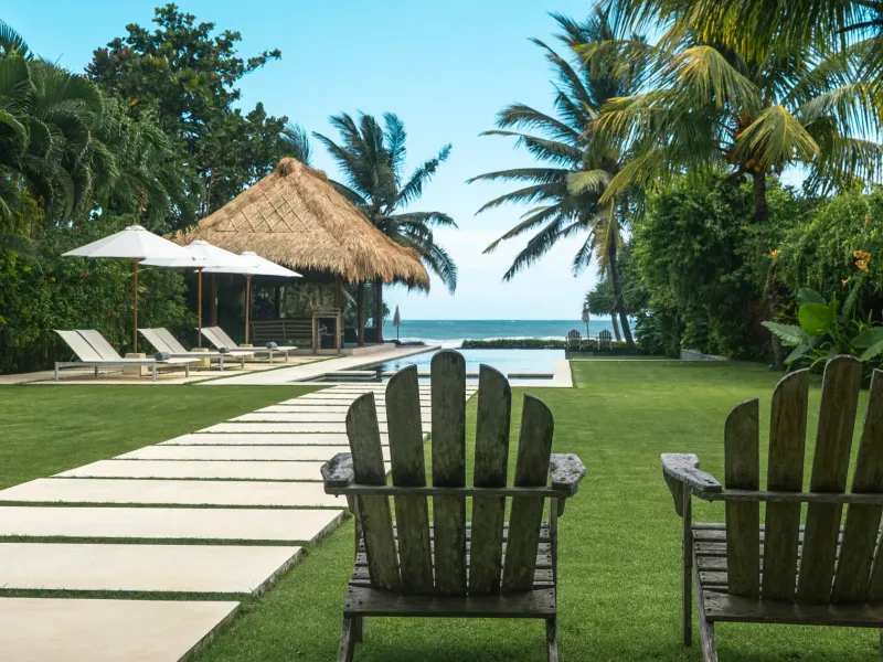 Villa Lux Bali garden, pool, and Pasut Beach