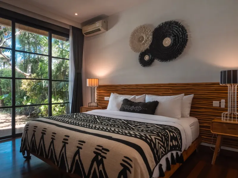 Garden-facing king bedroom at Villa Lux Bali