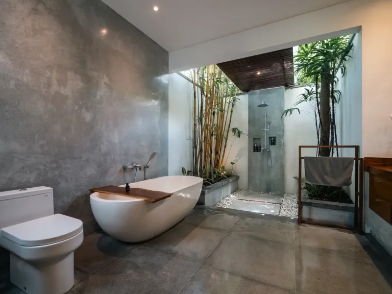 Open-air ensuite bathroom at Villa Lux Bali